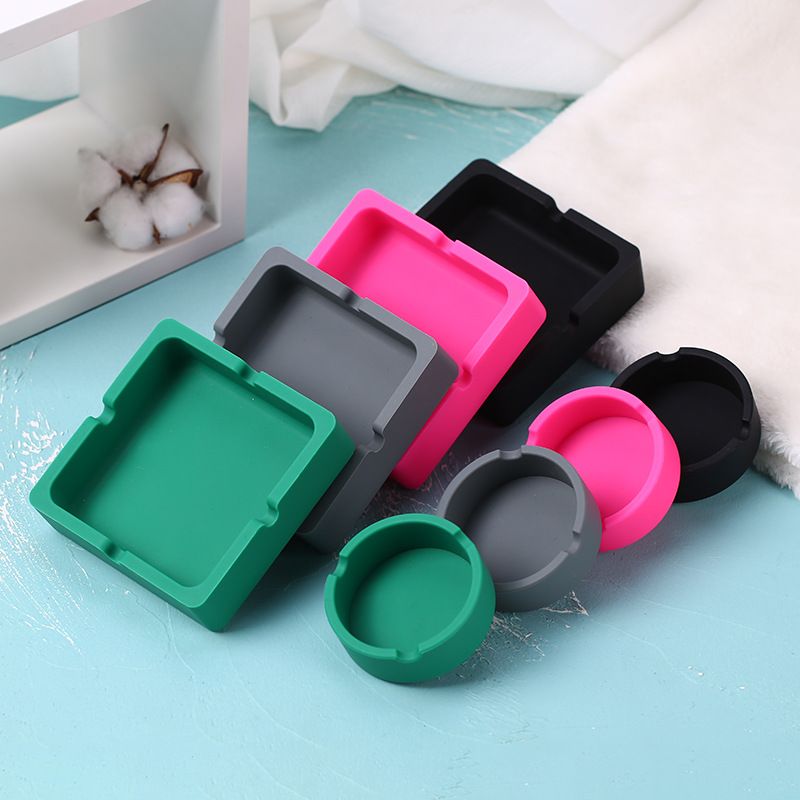 創意家用硅膠煙灰缸方形 食品級圓形煙灰缸模具 男士居家煙盅煙缸
